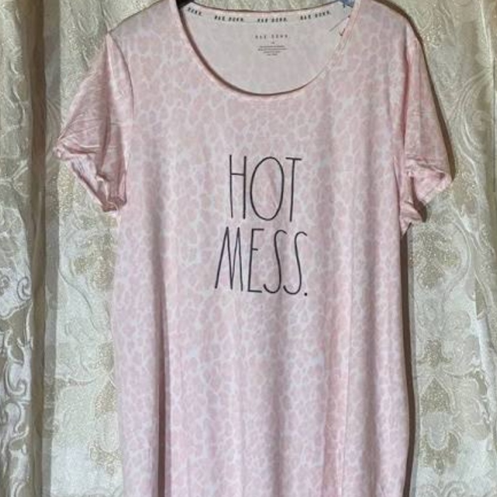 NWT Rae Dunn HOT MESS leapord print night gown  1X